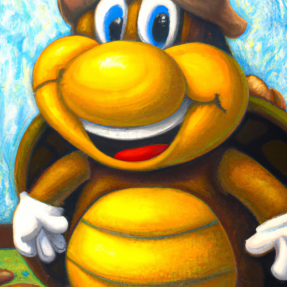 AI-generated oil painting of a Koopa Troopa from Super Mario