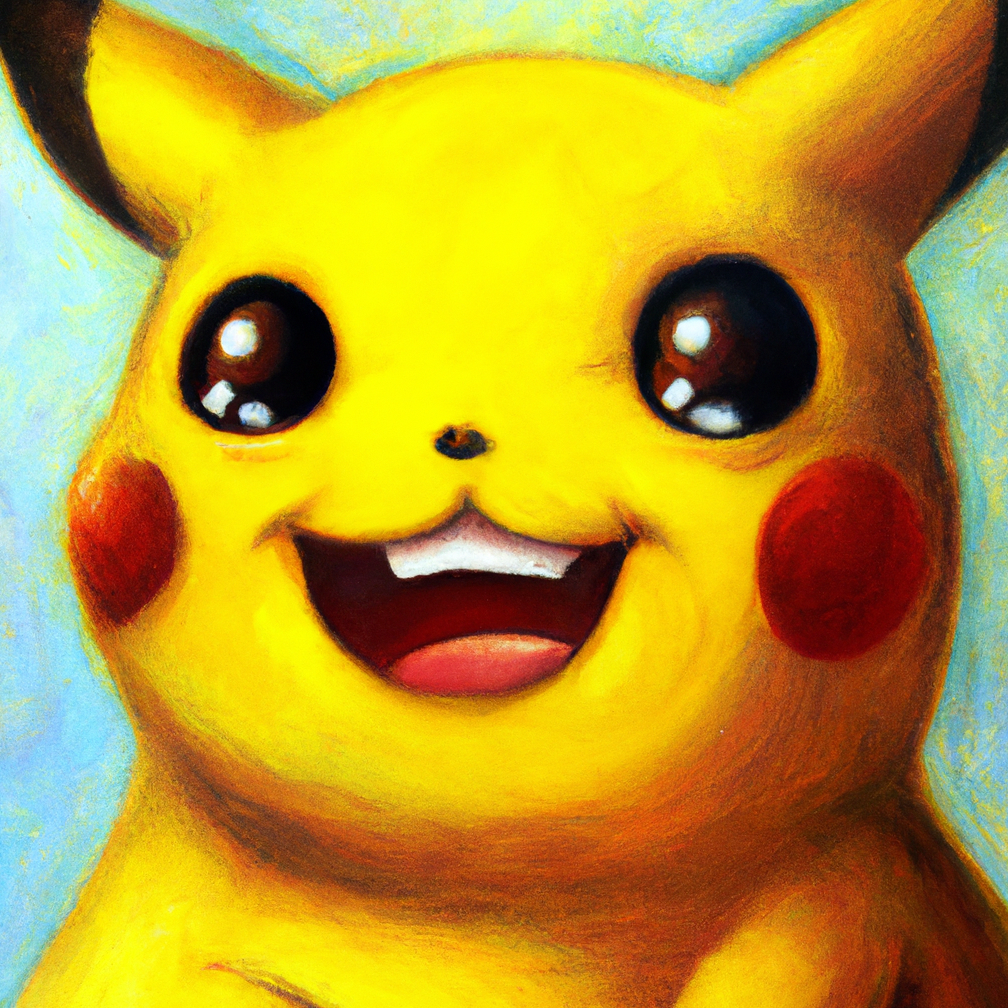 AI-generated oil painting of Pikachu